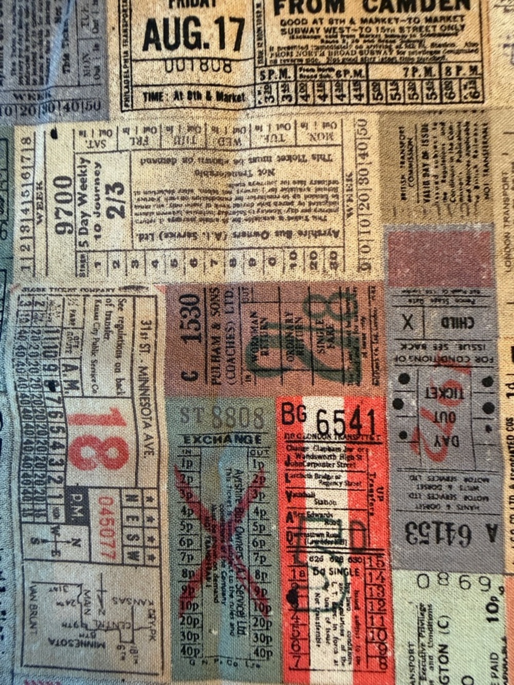 Vintage Ticket Print Accent Pillow Cover in Multicolor